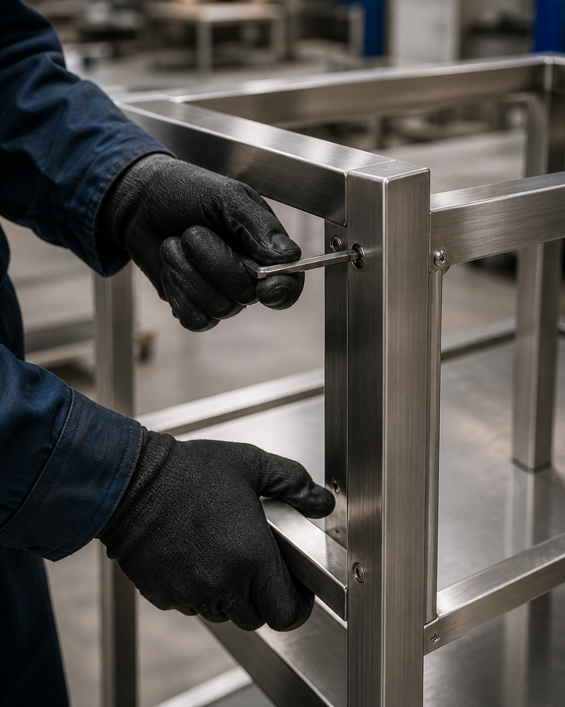 Montagem de estrutura em aço inox